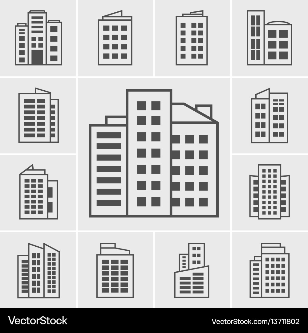Building Icon Set Vector Image