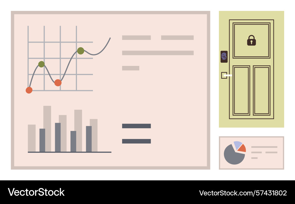 Data analytics dashboard and secured access Data analytics dashboard and secured access vector image