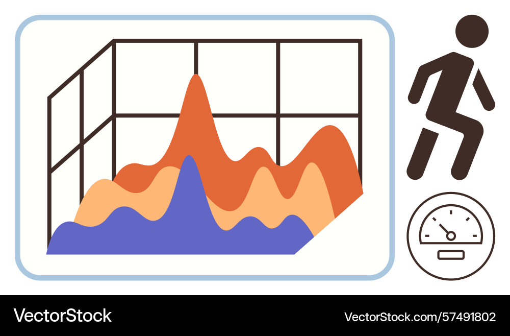 Data metrics visualization with fitness progress vector image