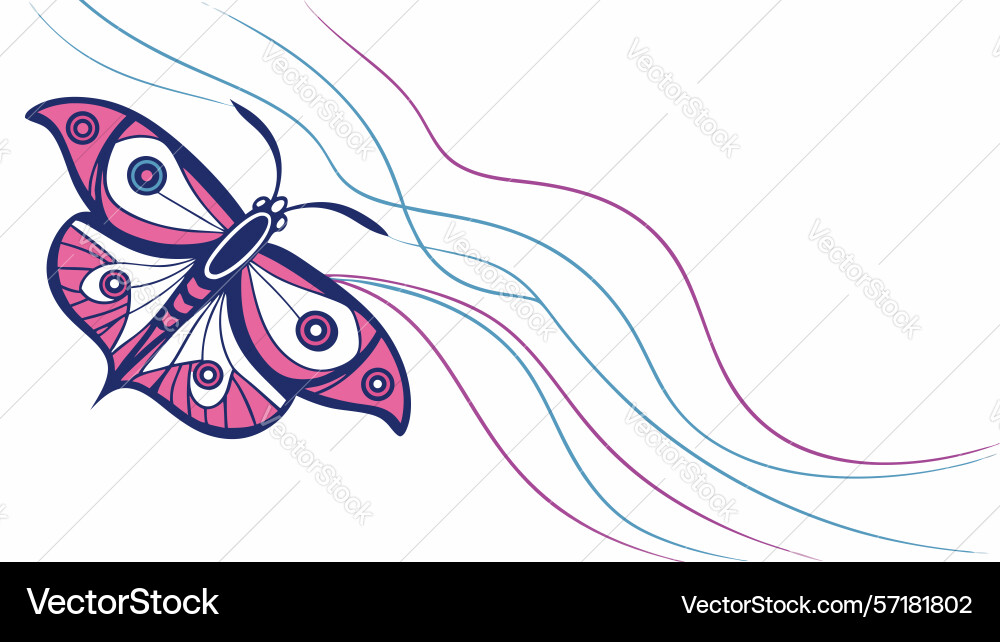 Dynamic butterfly with flowing trails - abstract vector image