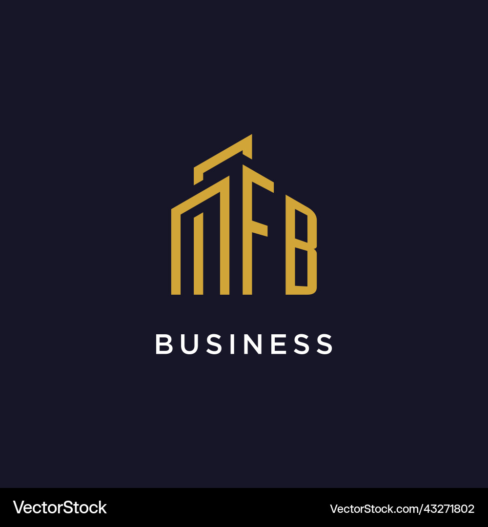Fb initial monogram with building logo design vector image