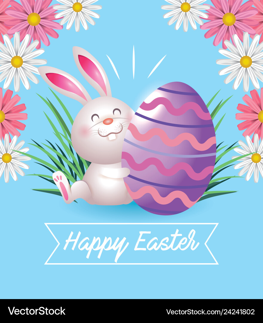 Happy easter rabbit with egg decoration – Royalty-Free Vector | VectorStock