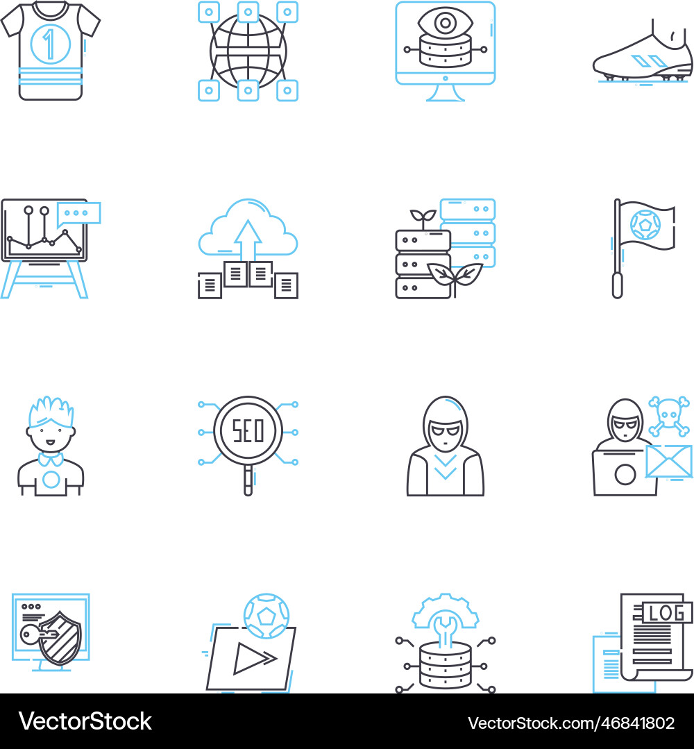 Information processing linear icons set Information processing linear icons set vector image