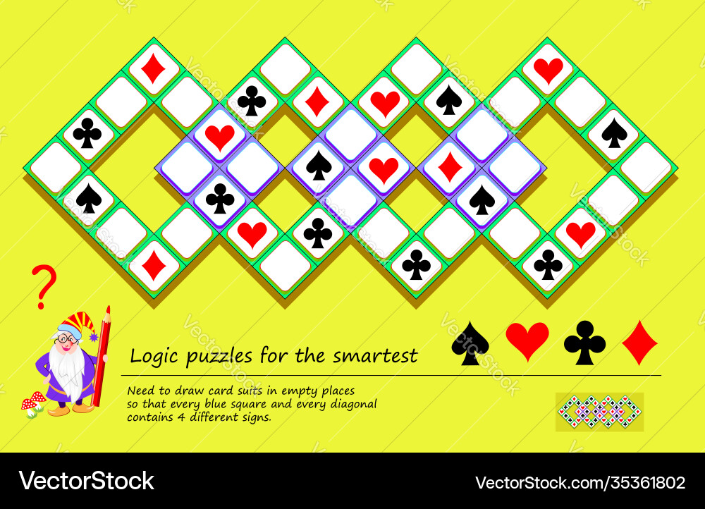 Logic puzzle game for smartest need to draw card Logic puzzle game for smartest need to draw card vector image