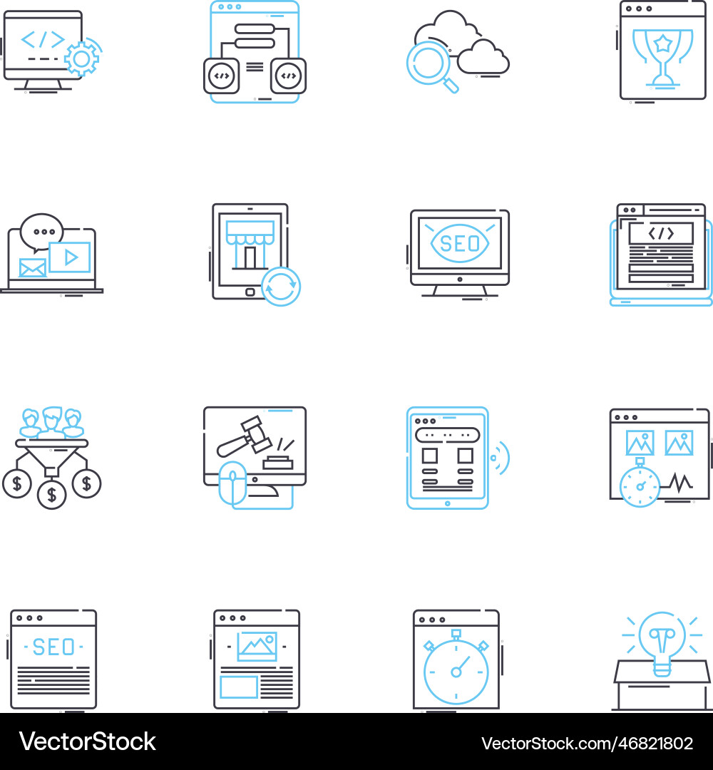 Project strategy linear icons set alignment Project strategy linear icons set alignment vector image