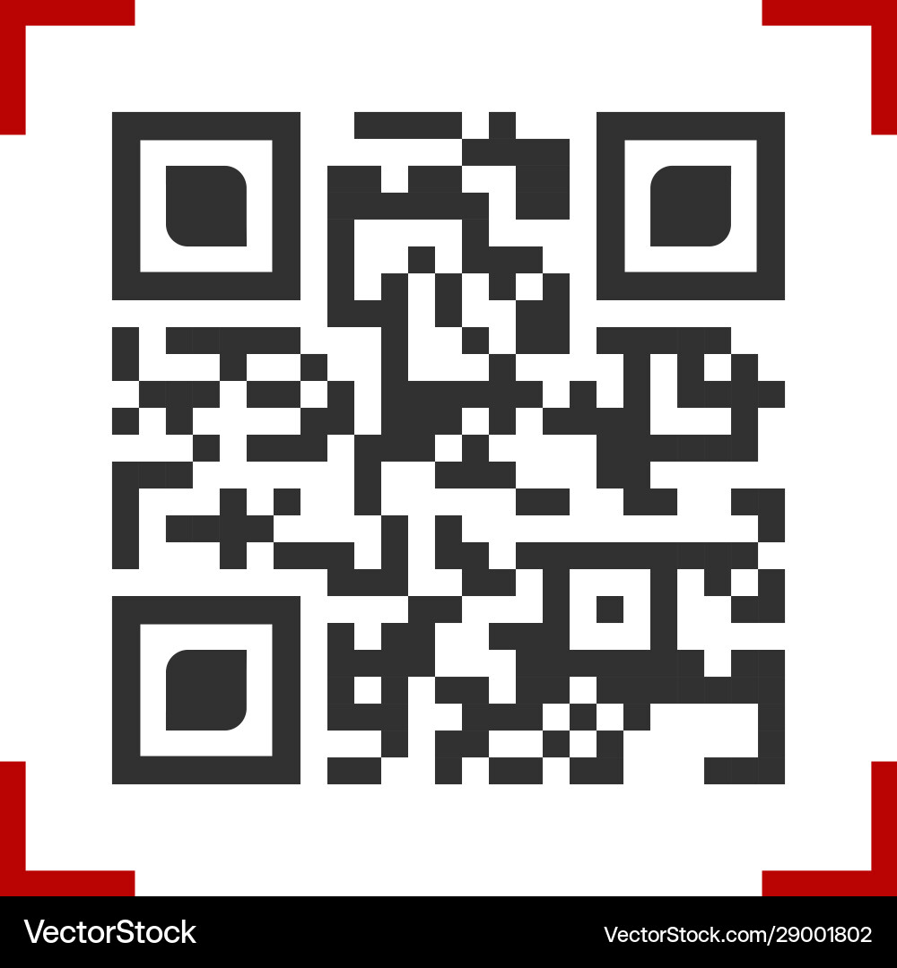 Qr code in red scanning frame isolated on white Vector Image