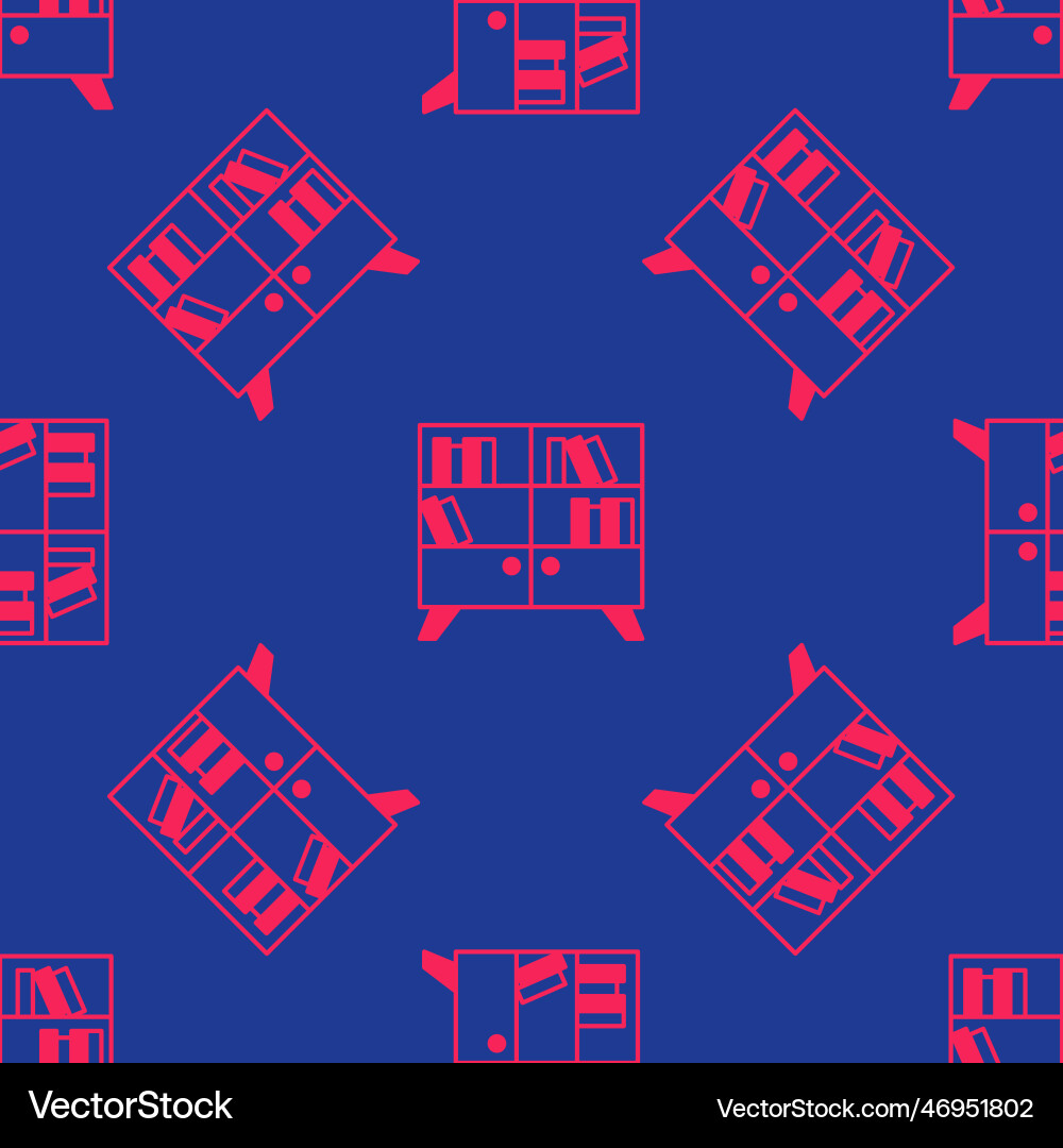 Red library bookshelf icon isolated seamless vector image