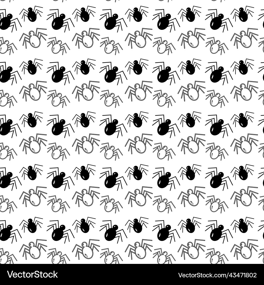 Seamless pattern of spiders with contour drawing Seamless pattern of spiders with contour drawing vector image