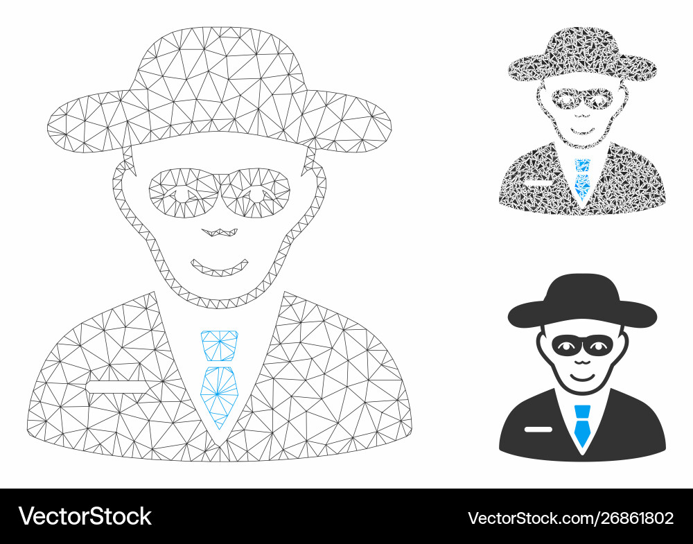 Security agent mesh 2d model and triangle Security agent mesh 2d model and triangle vector image
