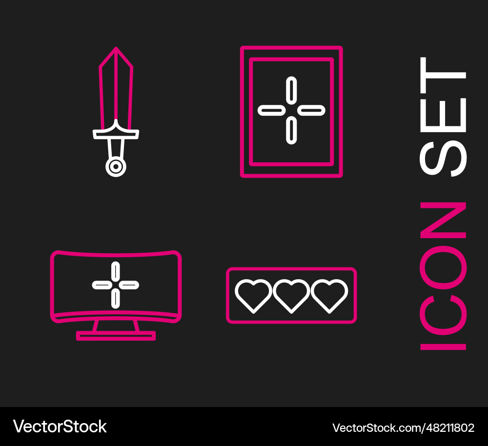 Set line like and heart computer monitor tablet Vector Image