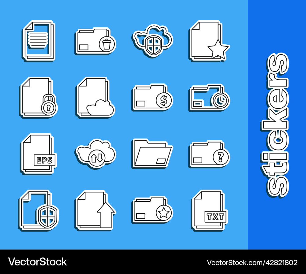 Set line txt file document unknown folder Set line txt file document unknown folder vector image