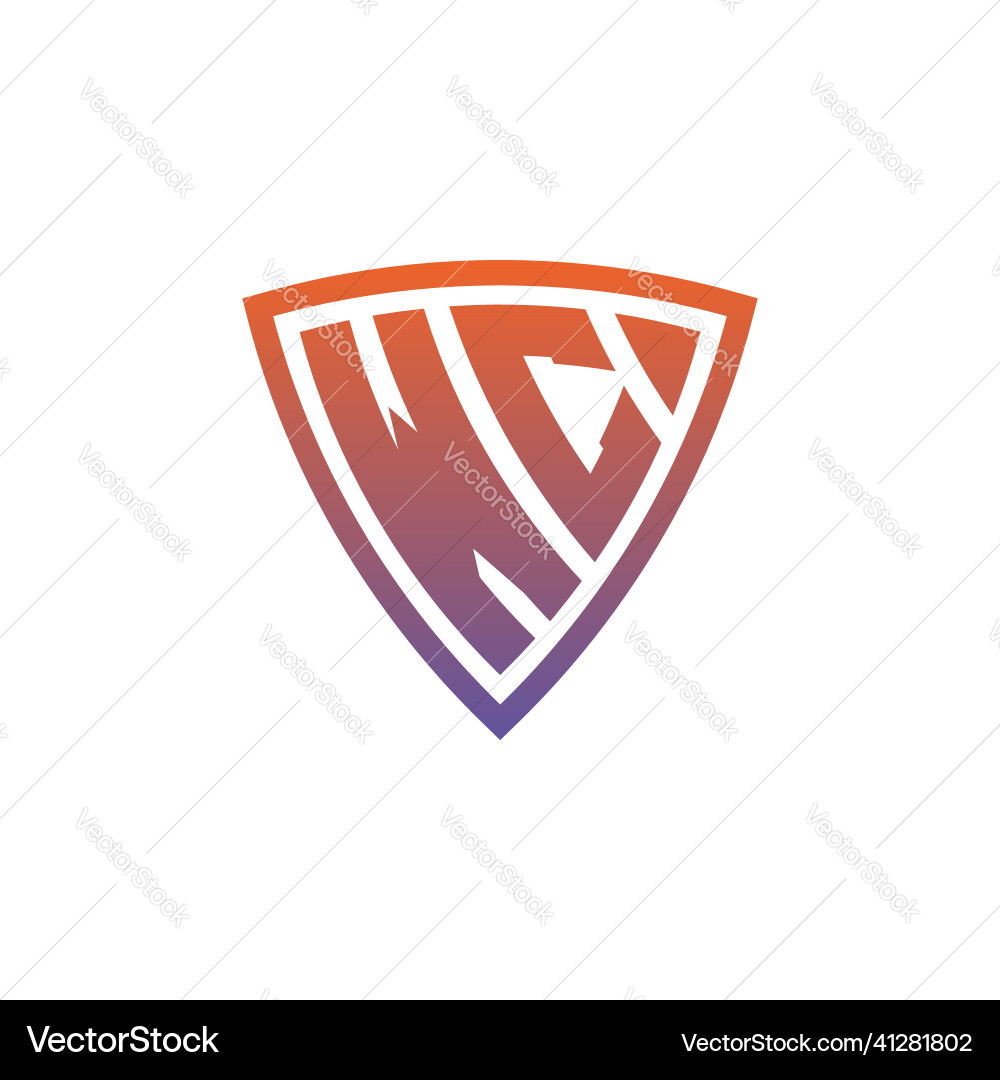 Wc logo shield monogram gradient style design Wc logo shield monogram gradient style design Vector Image