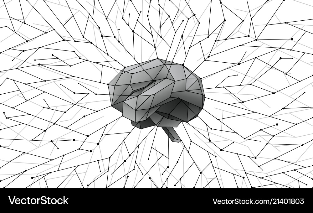 AI Neural Networks and Brain vector image