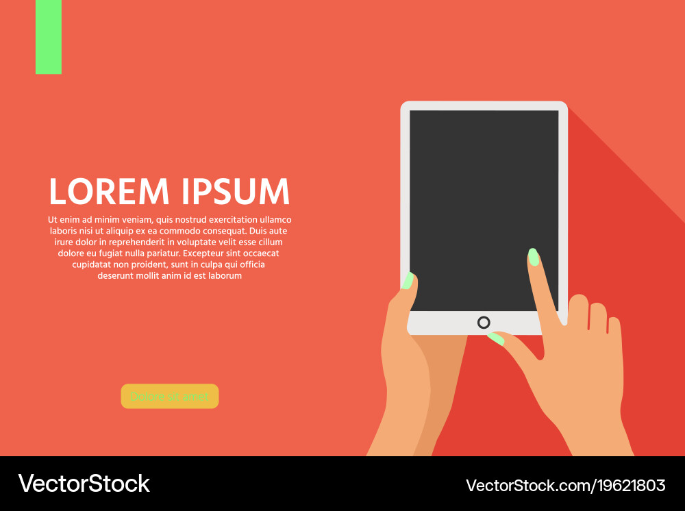 Background with touch screen tablet and click hand vector image
