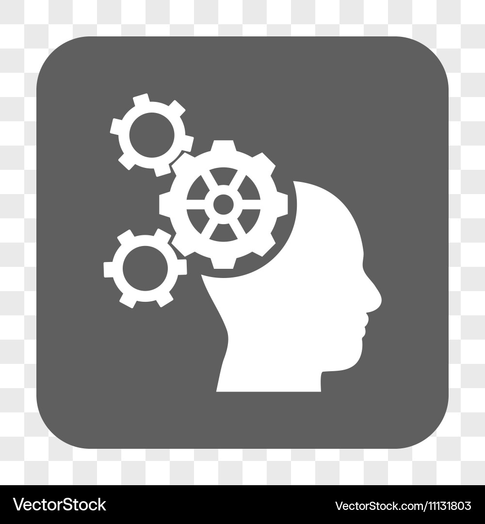 Brain mechanics rounded square button vector image