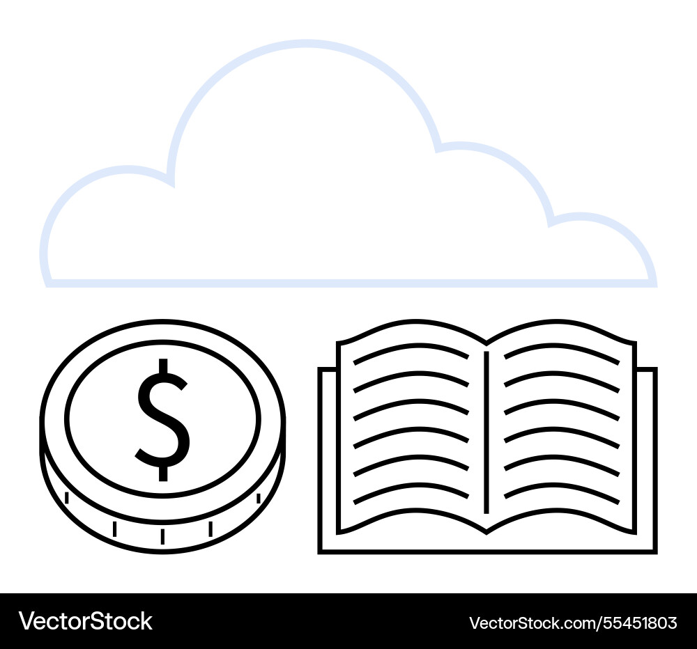 Cloud storage with finance and knowledge elements Vector Image