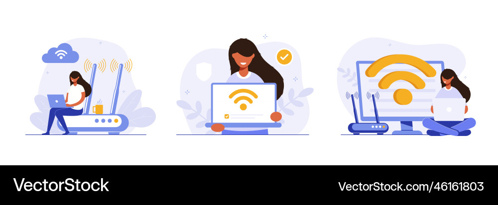 Concept set of mobile network wireless internet Concept set of mobile network wireless internet vector image