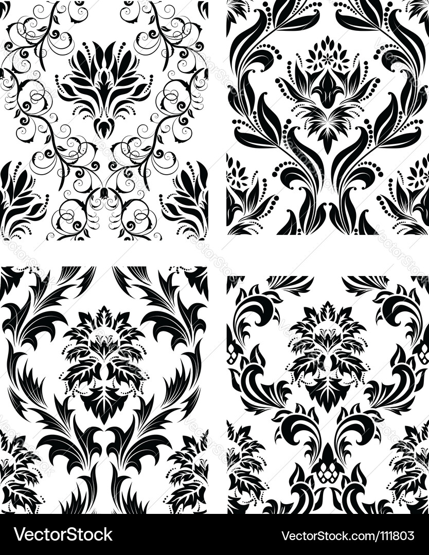 Elegant Damask Patterns vector image