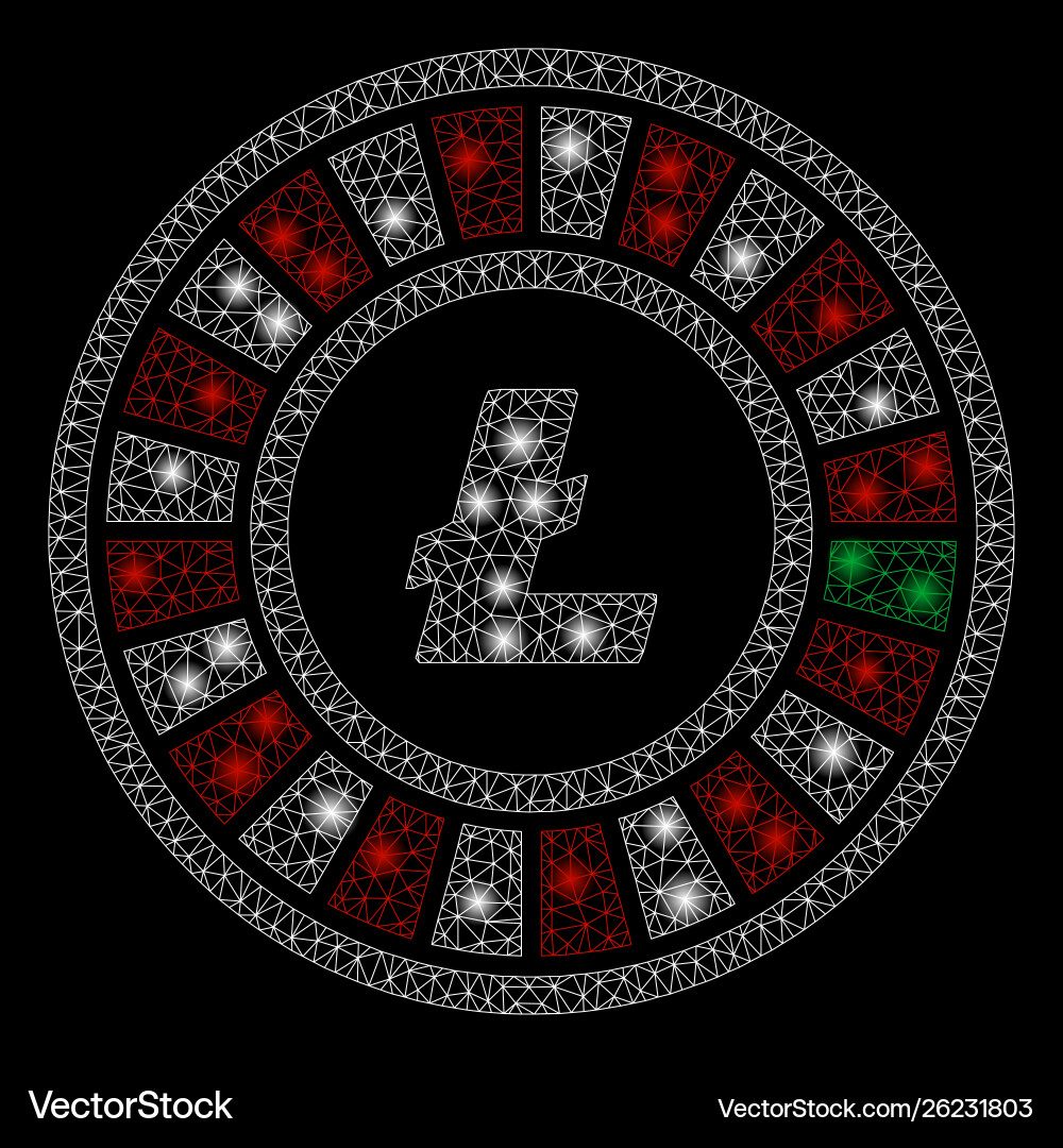 Flare mesh wire frame litecoin roulette with flash Flare mesh wire frame litecoin roulette with flash Vector Image
