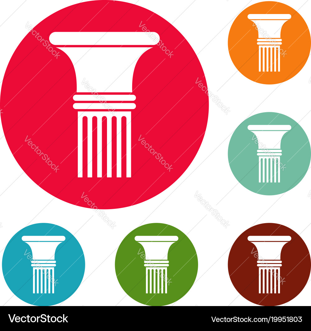 Fluted column icons circle set vector image