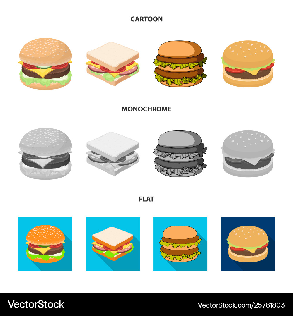 Isolated object sandwich and wrap symbol set vector image