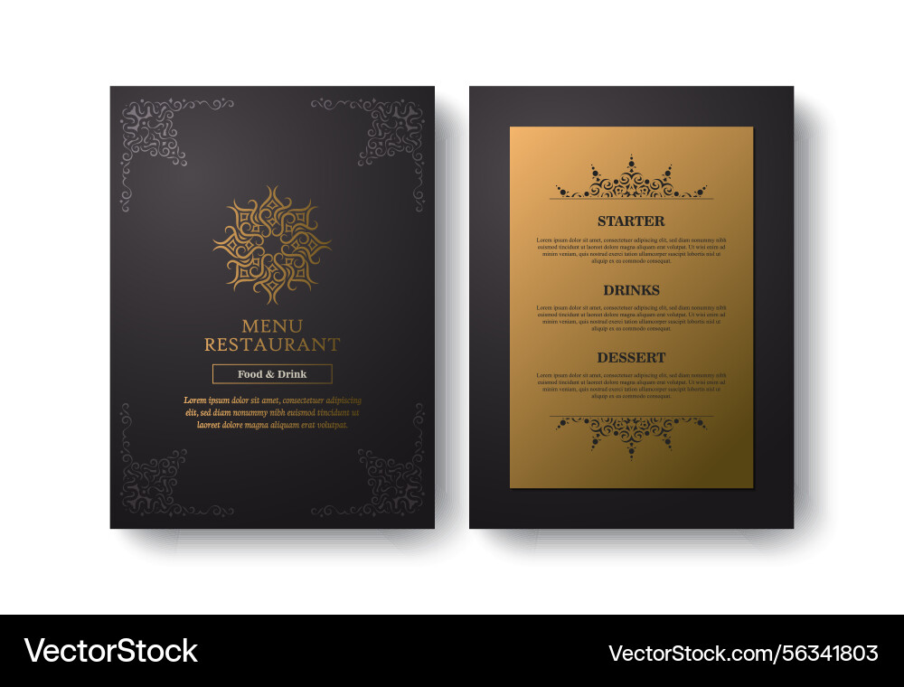 Menu layout with ornamental elements Vector Image