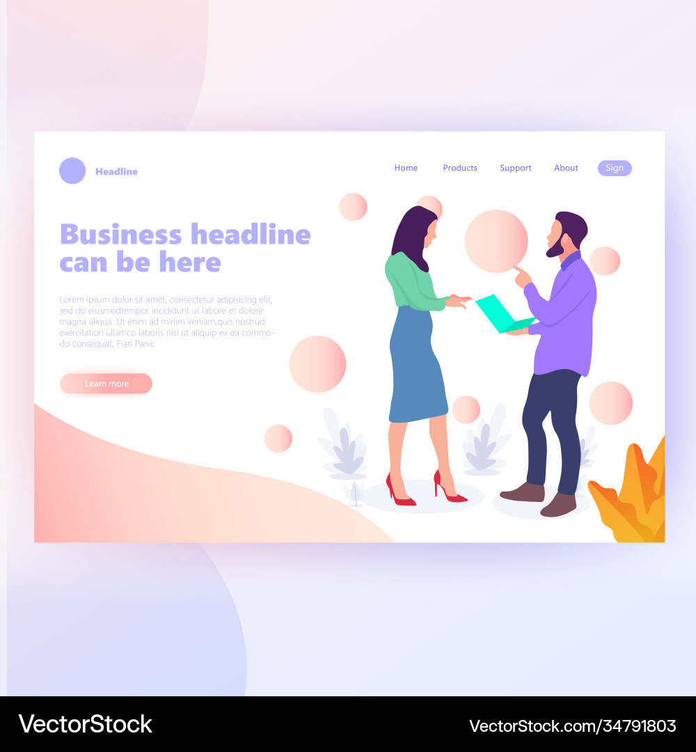 People work in a team and interact with graphs vector image
