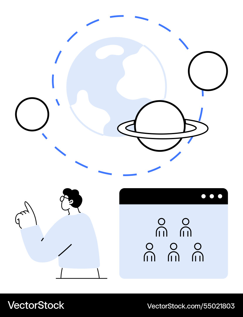Person exploring space concepts with planets Person exploring space concepts with planets vector image