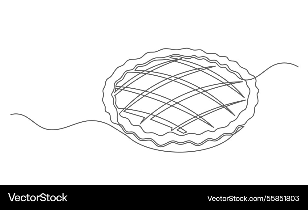 Pie apple continuous one line isolated on white Pie apple continuous one line isolated on white Vector Image