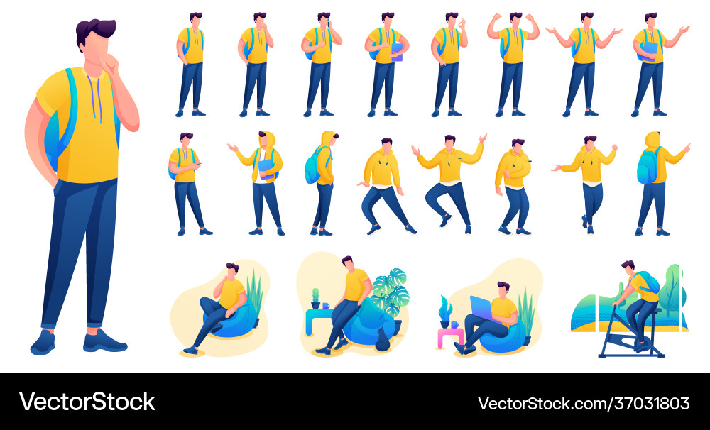 Presentation in various poses and actions Presentation in various poses and actions Vector Image