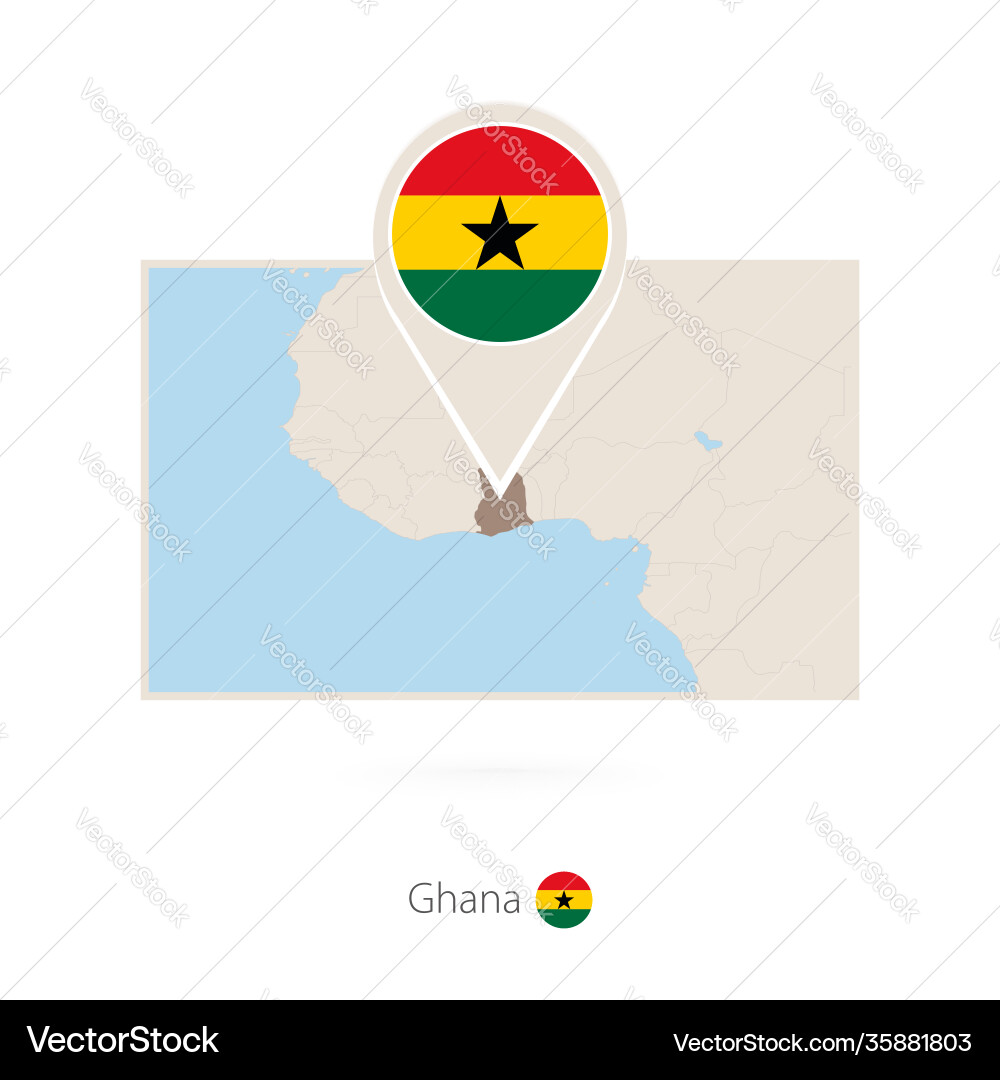 Rectangular map ghana with pin icon Rectangular map ghana with pin icon Vector Image