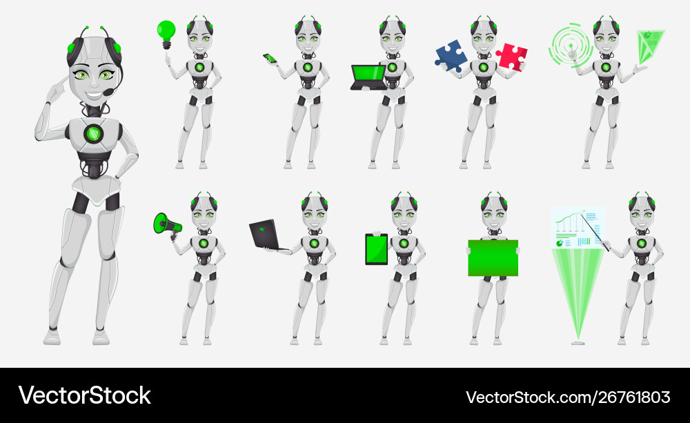 Robot with artificial intelligence female bot vector image