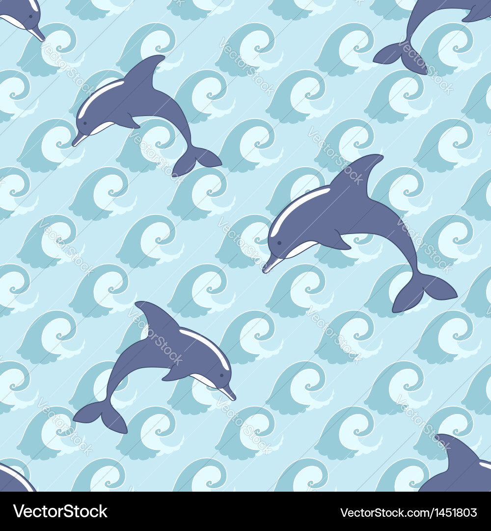 Seamless pattern with dolphins vector image