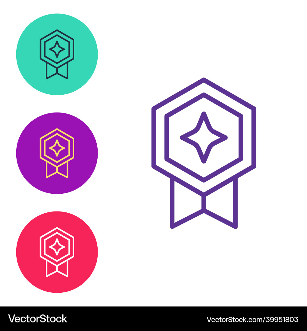 Set line game rating with medal icon isolated Set line game rating with medal icon isolated vector image
