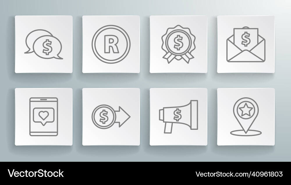 Set line mobile phone and like with heart Vector Image