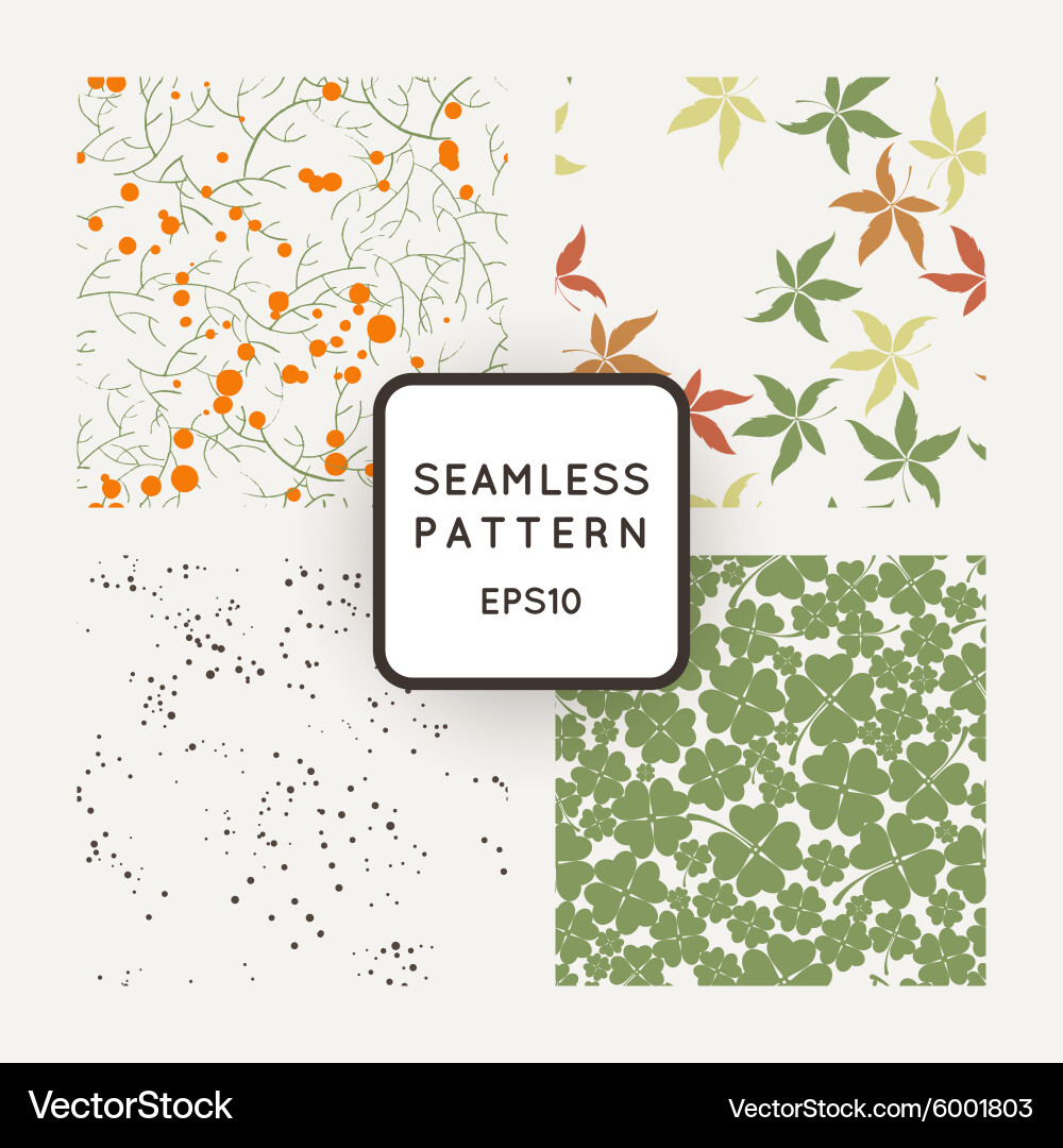 Set of seamless patterns with clovers vector image