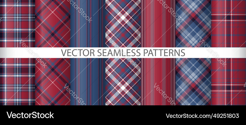 Set plaid check pattern textile background Vector Image