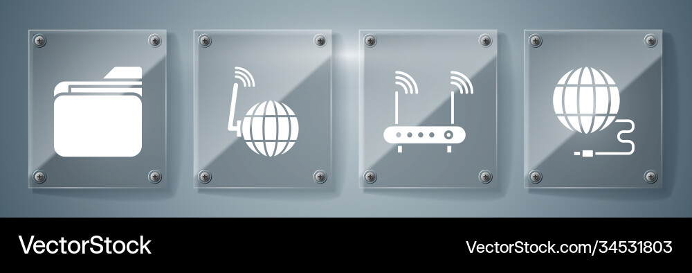 Set social network router and wi-fi signal Set social network router and wi-fi signal vector image