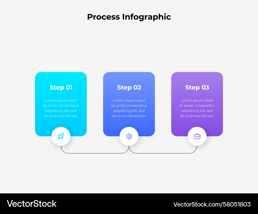 Showcasing a colorful three step Vector Image