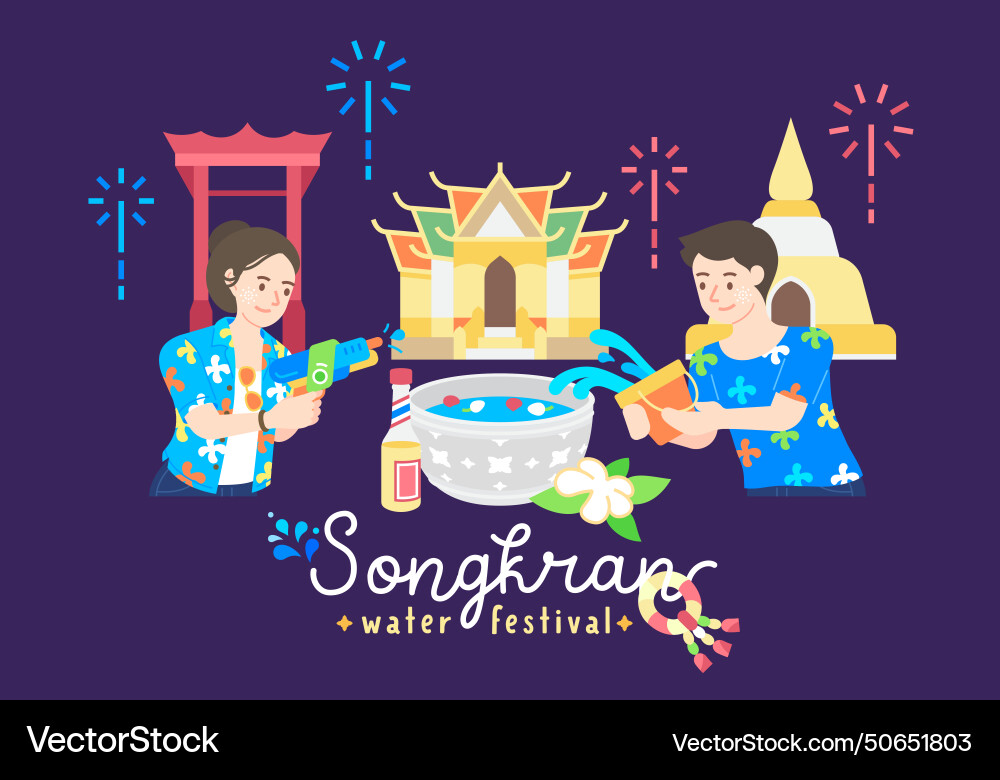 Songkran Water Festival Thailand vector image