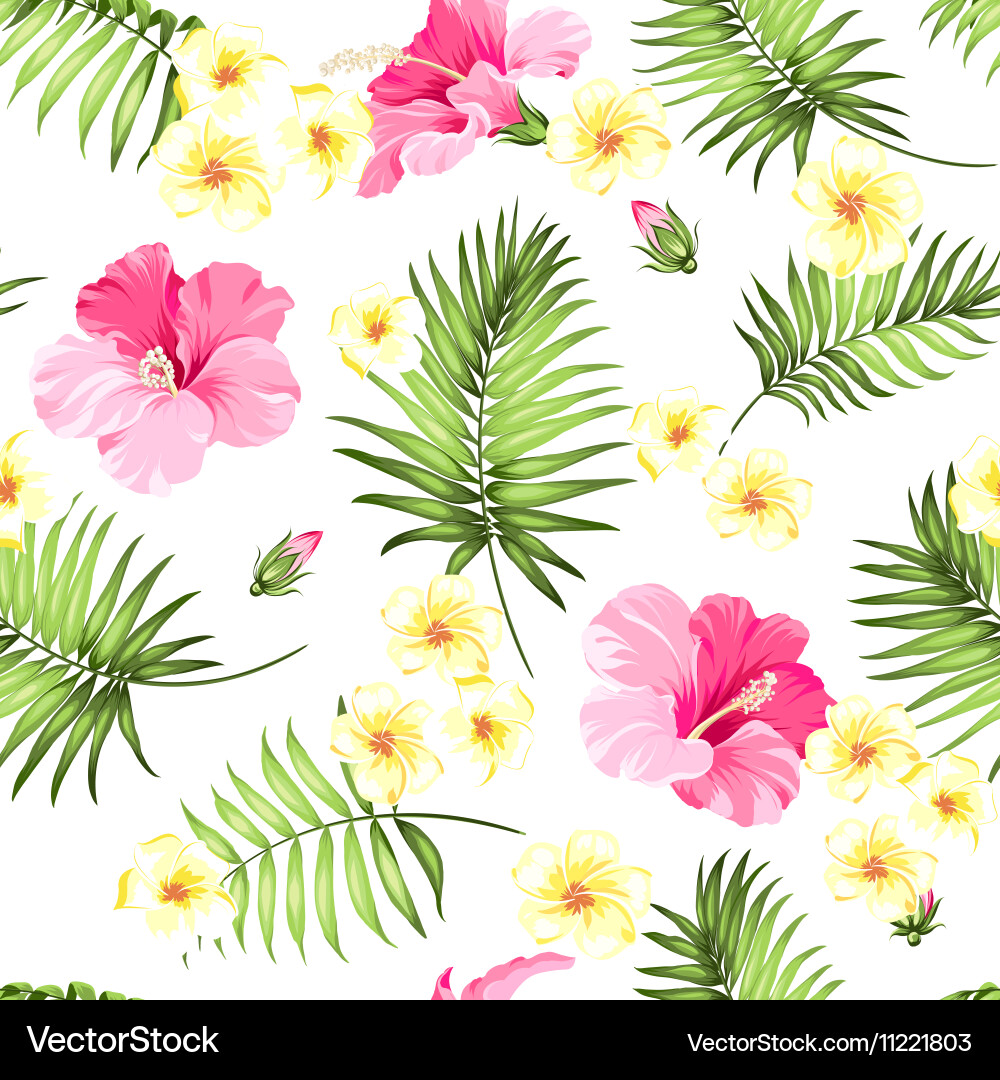 Tropical Flower Seamless Pattern Vector Image