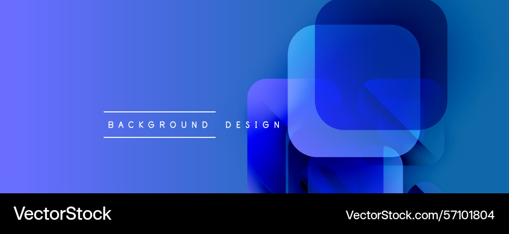 Abstract blue gradients form layered squares text Vector Image