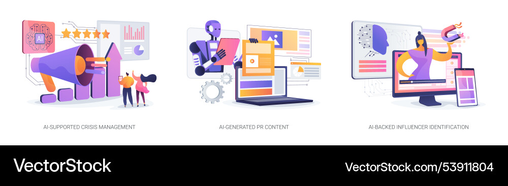 Ai tools for public relations abstract concept Vector Image