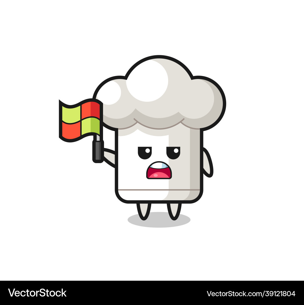 Chef hat character as line judge putting the flag Vector Image