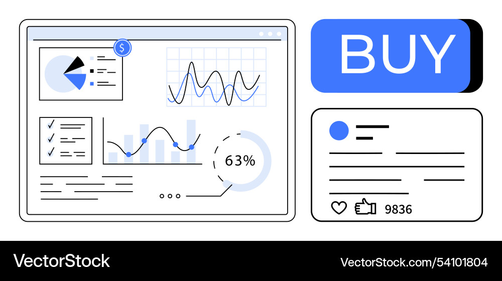 Data dashboard with charts and graphs next Data dashboard with charts and graphs next vector image
