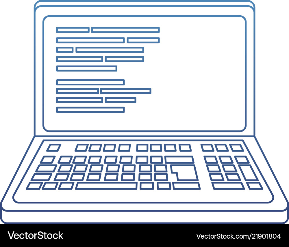 Degraded outline laptop programming code web vector image