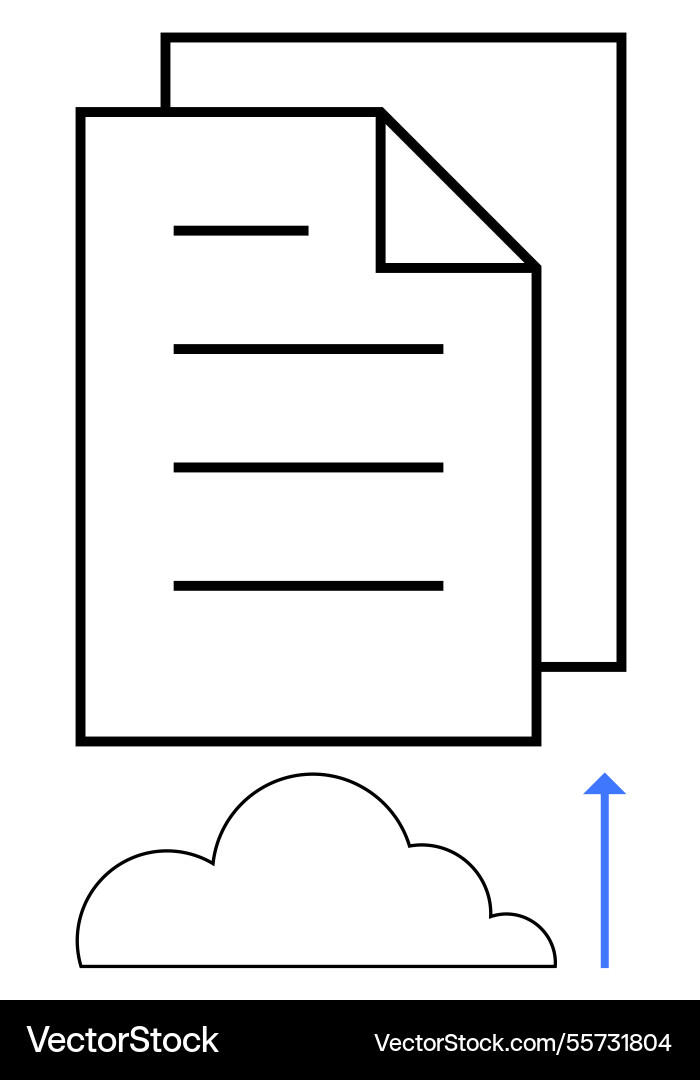 Document upload to cloud storage with upward arrow Vector Image