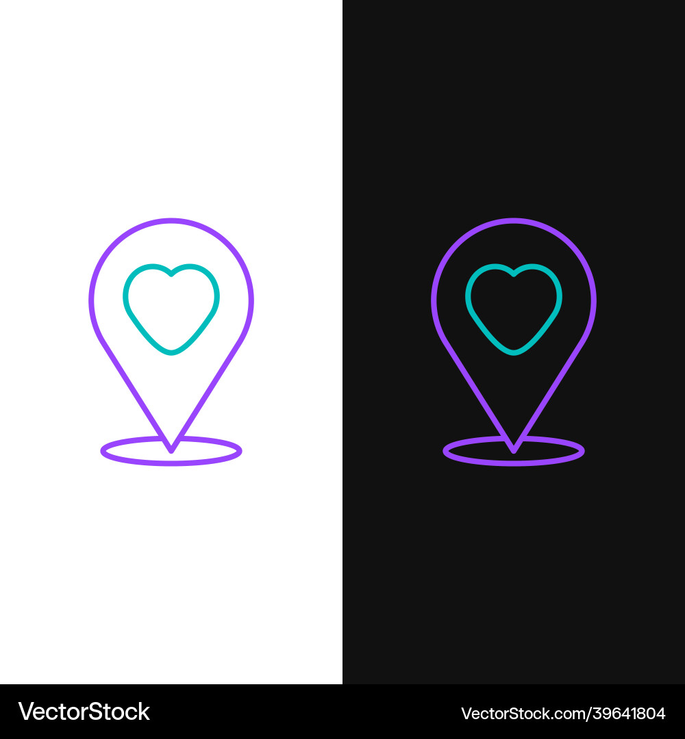Line map pointer with heart icon isolated on white Line map pointer with heart icon isolated on white vector image