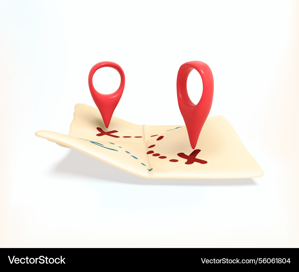 Map with red location pin 3d icon Vector Image