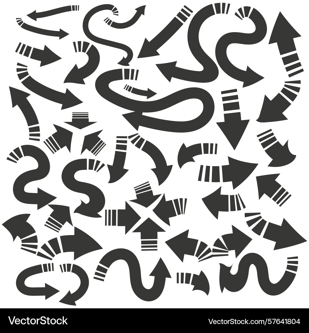 Pattern arrow icons flow symbol curved line shape vector image